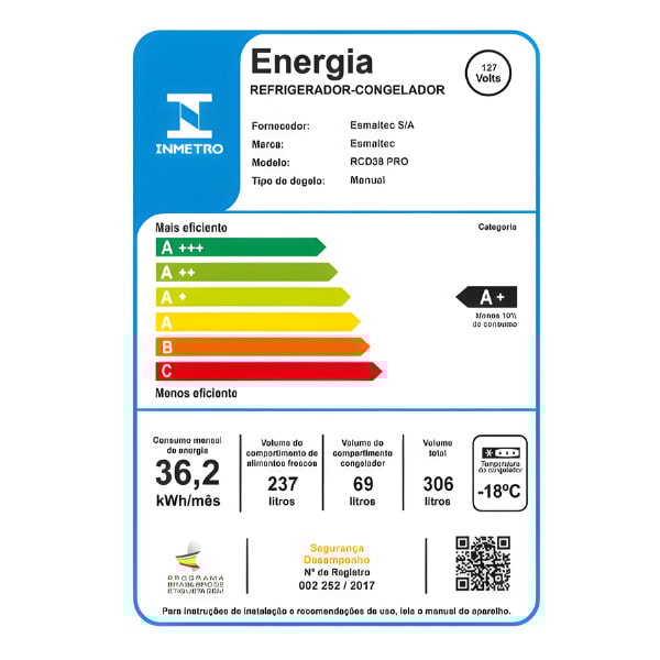 Geladeira Esmaltec 306L Inverter Degelo Pro RCD38 127V Branco-8ec8e476-b24f-412a-9402-3c75df0a117a