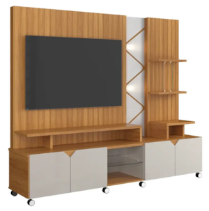 Home Cross Frisado Lukaliam para TV ate 55" Jequitiba/Off White Perolizado