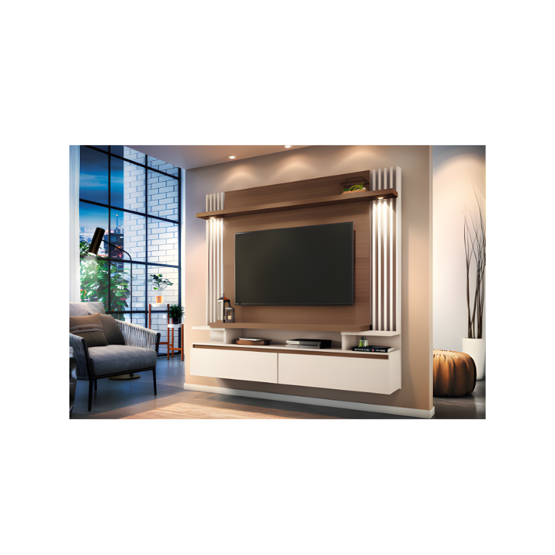 Home Suspenso Cosmo 1.8 HB Moveis 2 Portas com Led para Tv de ate 55