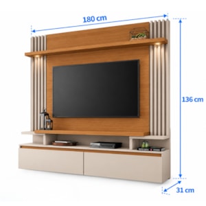 Home Suspenso Cosmo 1.8 HB Moveis 2 Portas com Led para Tv de ate 55