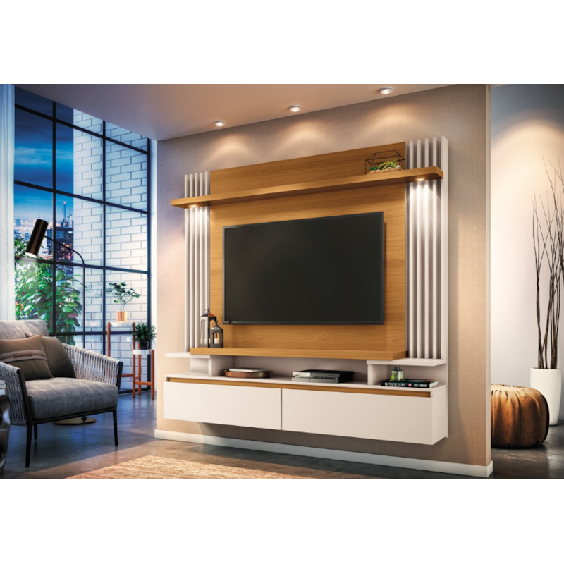 Home Suspenso Cosmo 1.8 HB Moveis 2 Portas com Led para Tv de ate 55