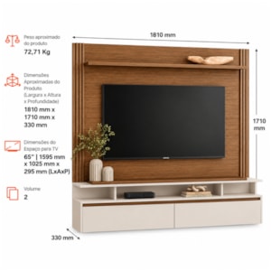 Home Suspenso HB Móveis Astor 1,81m 2 Portas para TV até 65