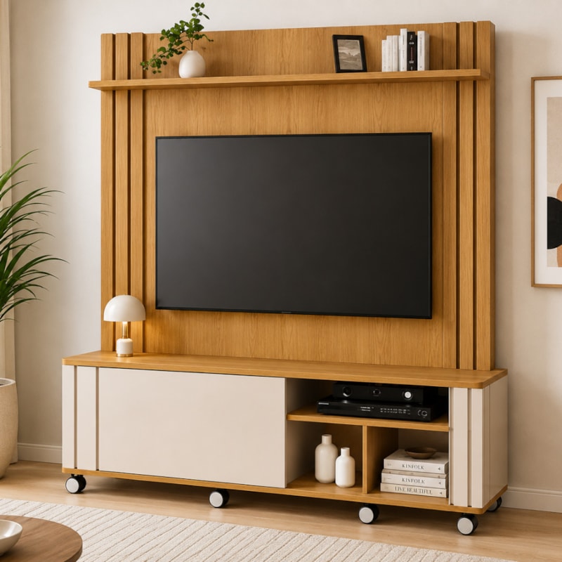 Home Theater HB Móveis Trinus 1,80m 1 Porta de Correr para TV até 70