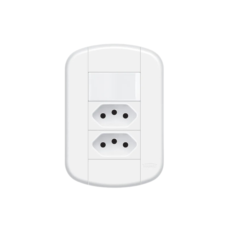 Interruptor Simples e 2 Tomadas Padrao Fame 2P+T 20A/250V Blanc Mais Branco