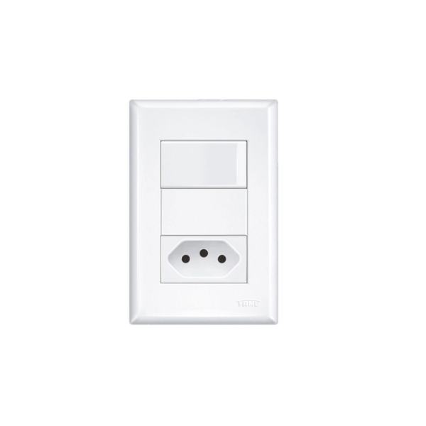 Interruptor Simples e Tomada Fame 2P+T 20A/250V Distanciados Evidence Branco-3039b06c-2f7e-4646-999c-4291d7a9ad50
