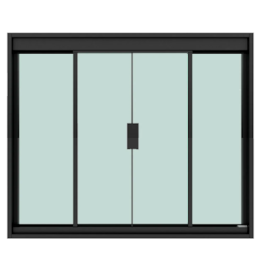 Janela Blindex 1200x1000 4 Folhas Vidro Temperado Incolor com Moldura Preta