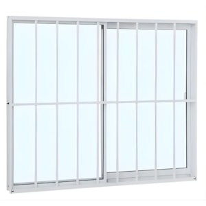 Janela CLM Aluminio Branca 100X120 com Grade Vidro Canelado Premium