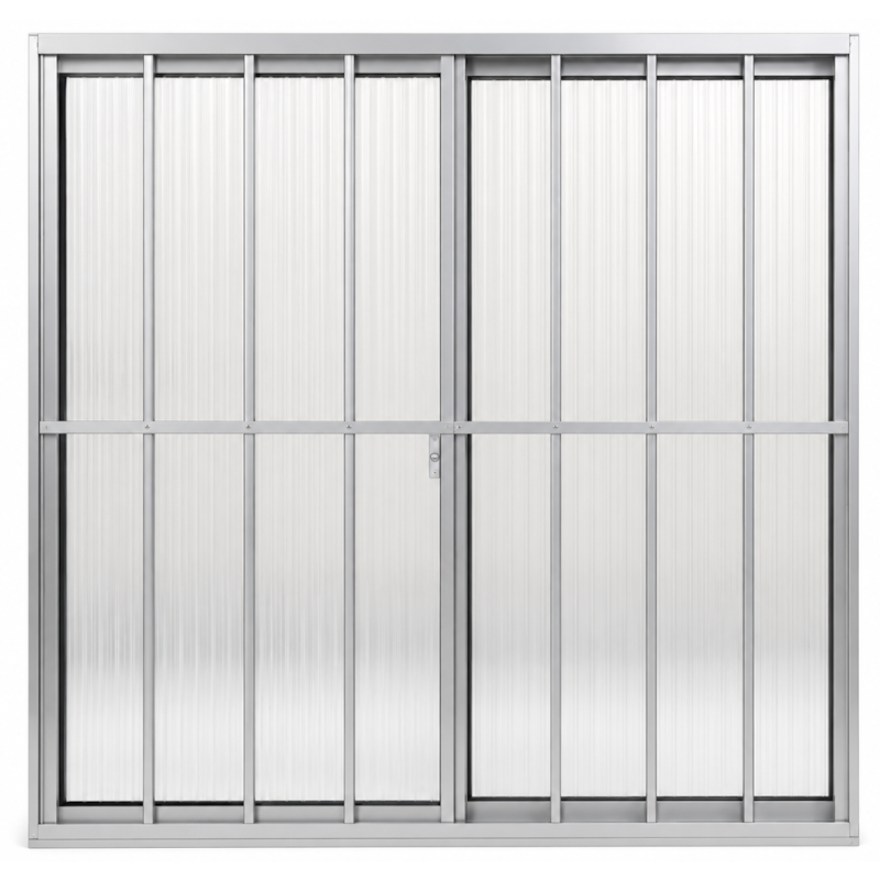 Janela CLM Aluminio Natural 100X100 com Grade Vidro Canelado Premium-92897b40-1dd7-46b0-a751-6eba97d31692