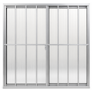 Janela CLM Aluminio Natural 100X100 com Grade Vidro Canelado Premium