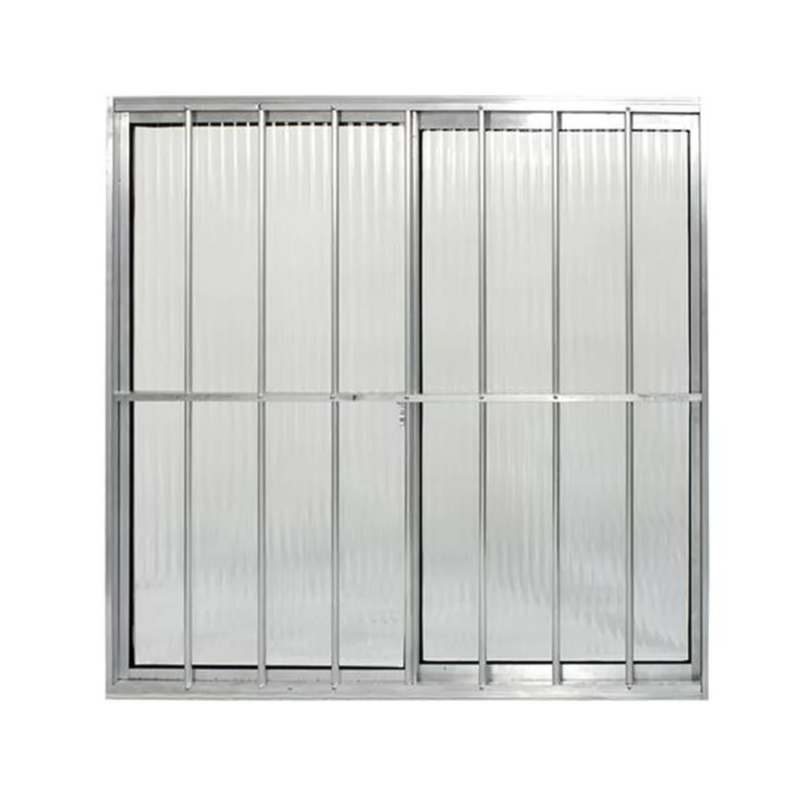 Janela CLM Aluminio Natural 100X120 com Grade Vidro Canelado Premium