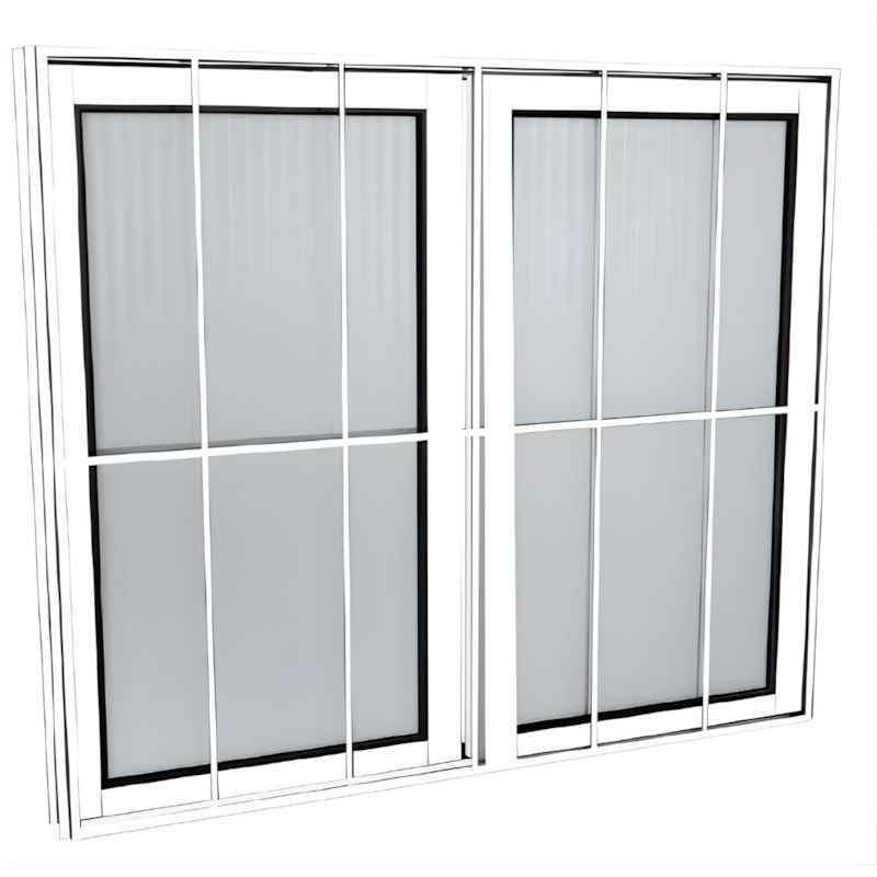 Janela de Correr Quality com Grade 1,20X1,00 Home de AluminioBranco 2 Folhas Vidro Canelado