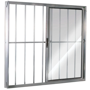 Janela de Correr Quality com Grade Home 1,20X1,00M de Aluminio Natural 2 Folhas Vidro Canelado