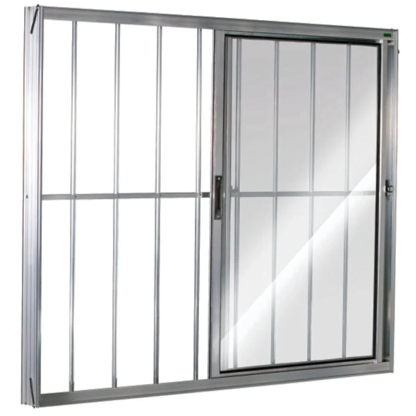 Janela de Correr Quality com Grade Home 1,20X1,00M de Aluminio Natural 2 Folhas Vidro Canelado-bc642c6a-cdeb-40ec-9af1-c350c007af7f