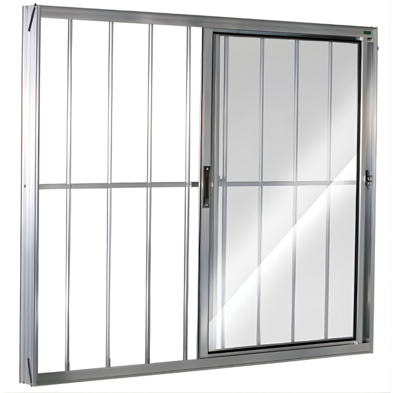 Janela de Correr Quality com Grade Home 1,20X1,00M de Aluminio Natural 2 Folhas Vidro Canelado-e84d4417-0229-4618-9cdf-bdfa04954be3