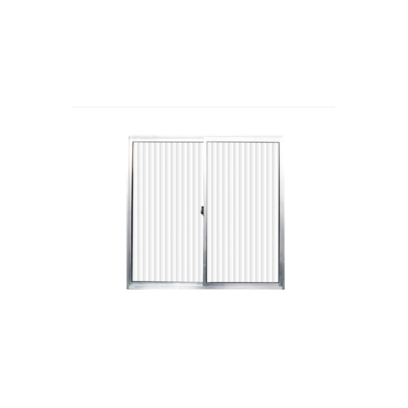 Janela De Correr Quality S/Grade 1,00X1,00M De Aluminio Natural 2Folhas Vidro Canelado