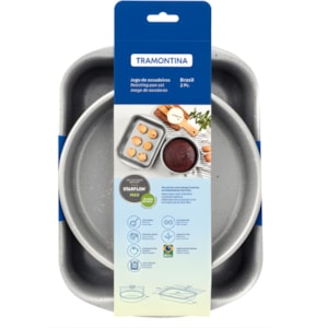 Jogo de Assadeiras Tramontina 2 Pecas Antiaderente Brasil Preto