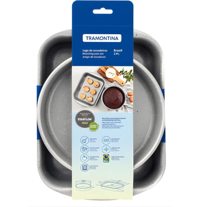 Jogo de Assadeiras Tramontina 2 Pecas Antiaderente Brasil Preto-fac4a4cf-692a-48ea-bc1e-d08b876f5526