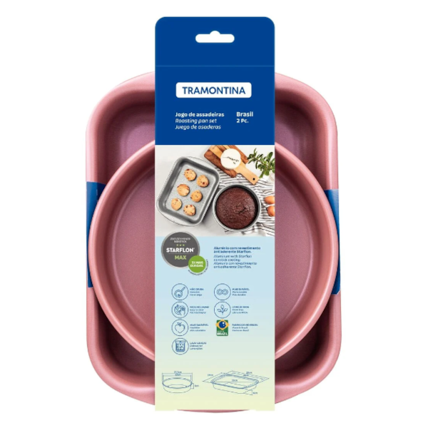 Jogo de Assadeiras Tramontina 2 Pecas Antiaderente Brasil Rosa-30163032-82f0-4317-b5f9-33c20ac24a7e