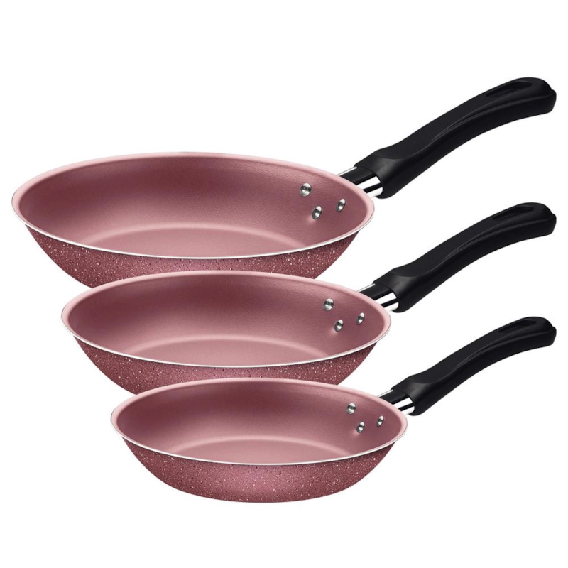 Jogo de Frigideiras Tramontina 3 Pecas com Aluminio Antiaderente Lins Rosa