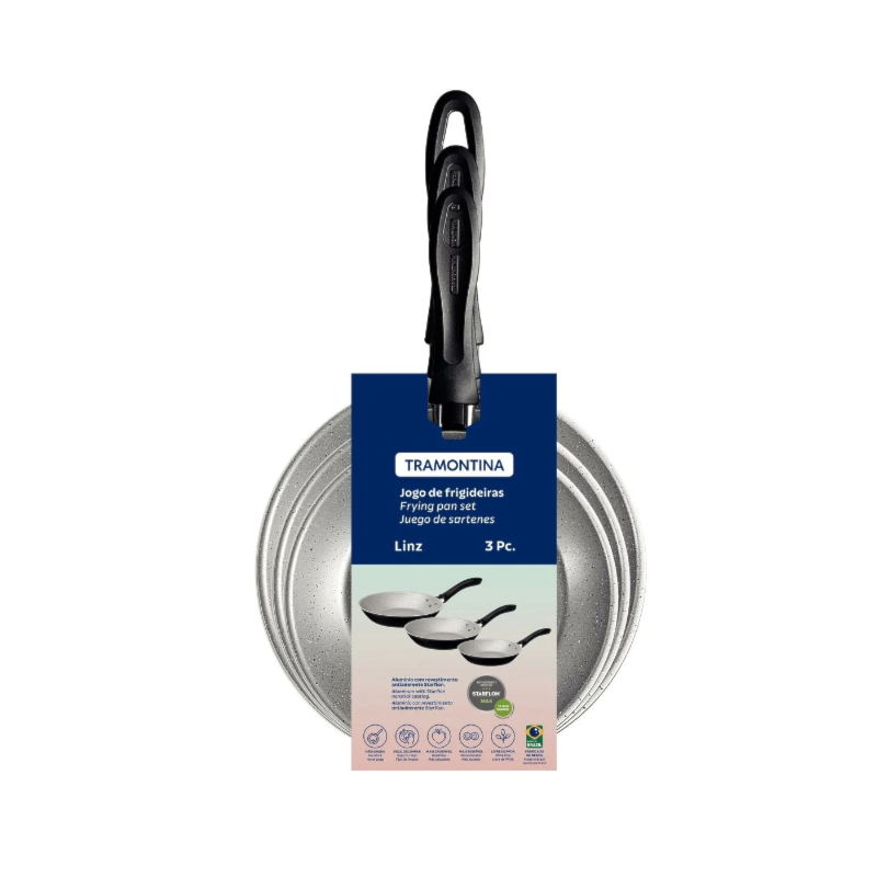Jogo de Frigideiras Tramontina 3 Pecas de Aluminio com Revestimento Lins Preto