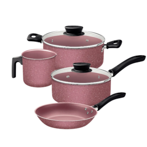 Jogo de Panela Tramontina 4 Pecas Antiaderente Linz Rosa