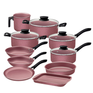 Jogo de Panelas Tramontina 10 Pecas Anteaderente Linz Rosa