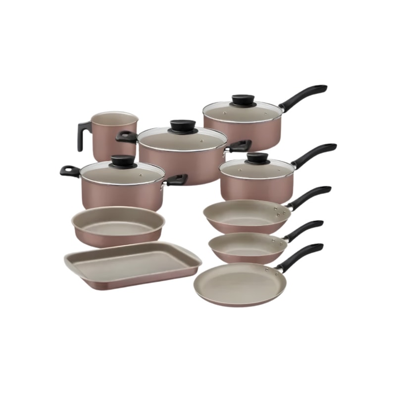Jogo de Panelas Tramontina Linz 10 Peças em Alumínio com Revestimento Antiaderente Starflon Max Marrom