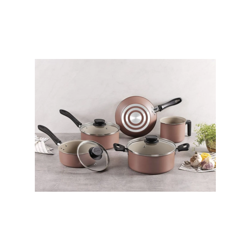 Jogo de Panelas Tramontina Linz 5 Peças em Alumínio com Revestimento Antiaderente Starflon Max Marrom