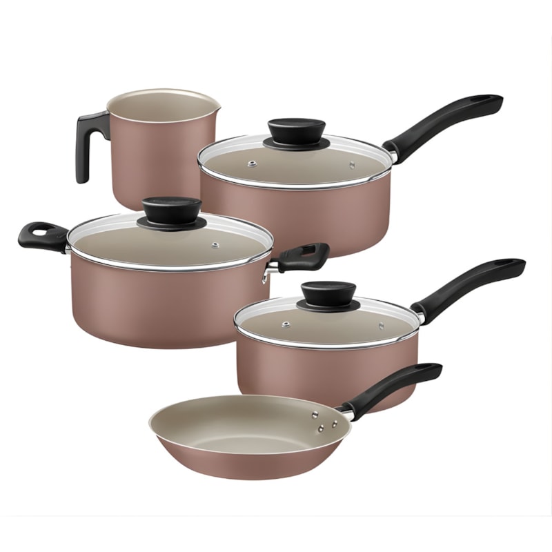Jogo de Panelas Tramontina Linz 5 Peças em Alumínio com Revestimento Antiaderente Starflon Max Marrom-c3eff7da-2ebf-4a1e-80a3-3c7705077bae