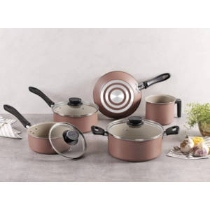 Jogo de Panelas Tramontina Linz 5 Peças em Alumínio com Revestimento Antiaderente Starflon Max Marrom