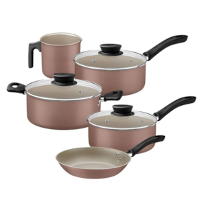 Jogo de Panelas Tramontina Linz 5 Peças em Alumínio com Revestimento Antiaderente Starflon Max Marrom