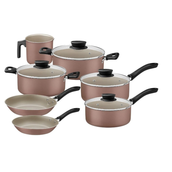 Jogo de Panelas Tramontina Linz  7 Peças em Alumínio com Revestimento Antiaderente Starflon Max Marrom-5384b202-ad67-4068-904f-e287df52cee9