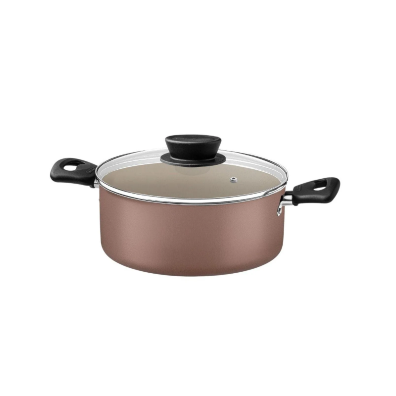 Jogo de Panelas Tramontina Linz  7 Peças em Alumínio com Revestimento Antiaderente Starflon Max Marrom