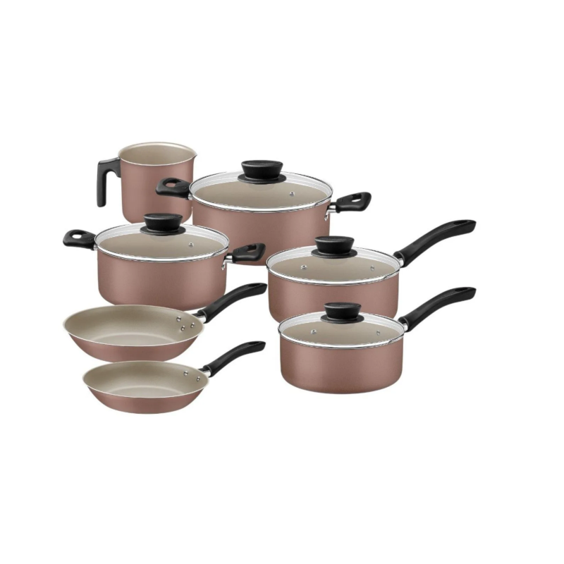 Jogo de Panelas Tramontina Linz  7 Peças em Alumínio com Revestimento Antiaderente Starflon Max Marrom