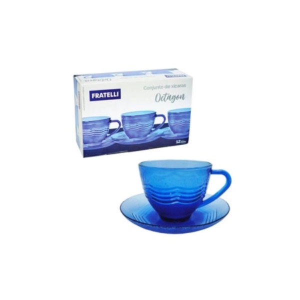 Jogo de Xicara de Cha Fratelli 260ml 12 Pecas Azul Octagon-8ea34b7c-939c-464b-9ffc-2dbeea190b40