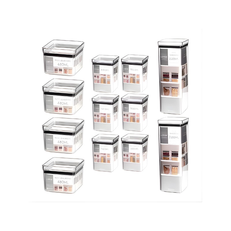 Kit 12 Potes Quadrados Paramount Lumini Black