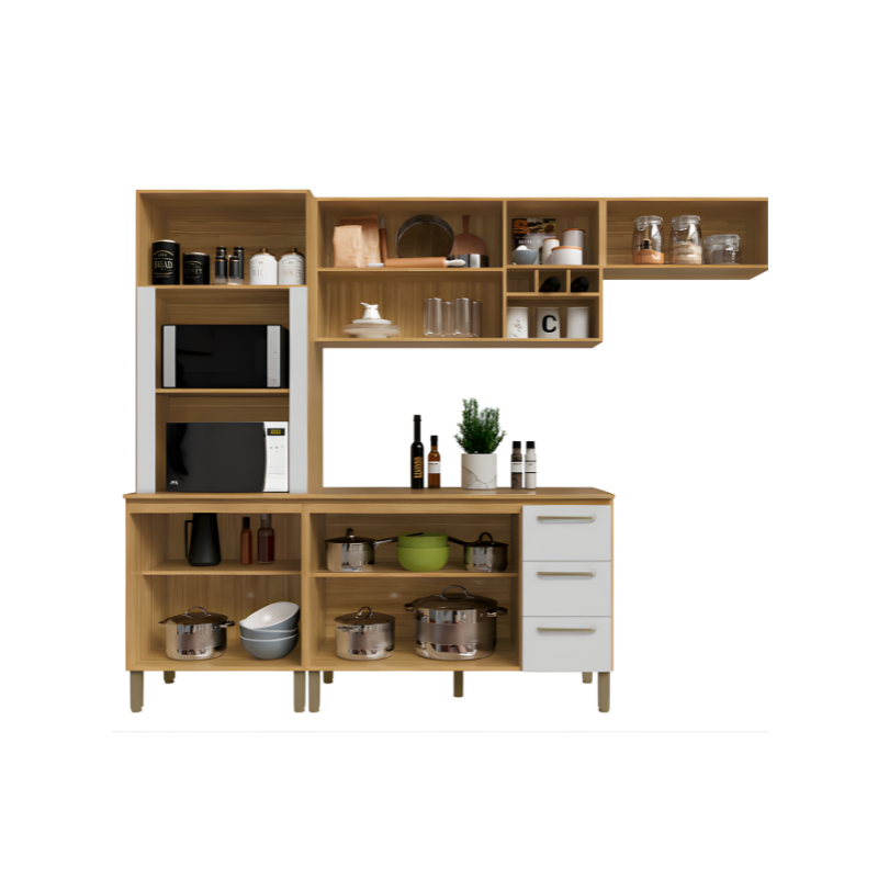Kit Cozinha Compacta Kits Paraná Ametista 1200mm 10 Portas 3 Gavetas Freijó/Supremo-31e47f26-f865-4c1d-b868-0580d28e5cdc
