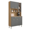 Kit Cozinha Compacta Kits Paraná Golden 6 Portas 1 Gaveta, com Vidro Serigrafado, MDP, Pintura UV, Freijó/Gris-662609da-f9c7-4831-8cfc-e94b2f2ddec9