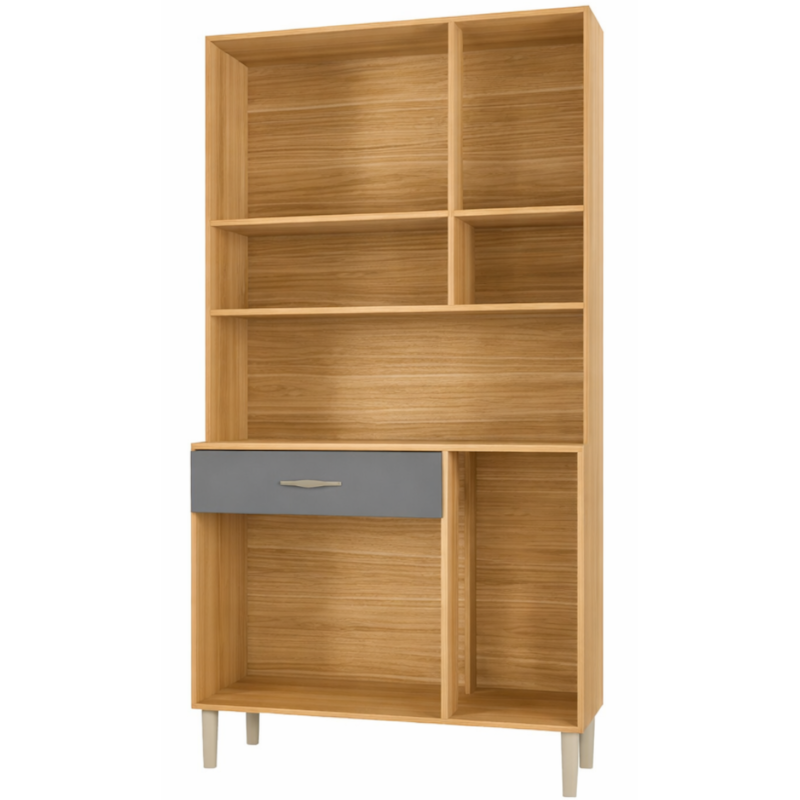 Kit Cozinha Compacta Kits Paraná Golden 6 Portas 1 Gaveta, com Vidro Serigrafado, MDP, Pintura UV, Freijó/Gris-06c549ce-a0a7-48f1-bf7e-e2407ac68c69