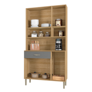 Kit Cozinha Compacta Kits Parana Golden 6 Portas 1 Gaveta Freijo/Gris
