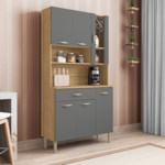 Kit Cozinha Compacta Kits Parana Golden 6 Portas 1 Gaveta Freijo/Gris