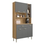 Kit Cozinha Compacta Kits Parana Golden 6 Portas 1 Gaveta Freijo/Gris