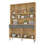 Kit Cozinha Compacta Kits Parana Golden 8 Portas 2 Gavetas Freijo/Gris