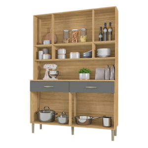 Kit Cozinha Compacta Kits Parana Golden 8 Portas 2 Gavetas Freijo/Gris