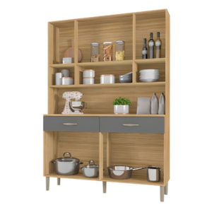 Kit Cozinha Compacta Kits Parana Golden 8 Portas 2 Gavetas Freijo/Gris