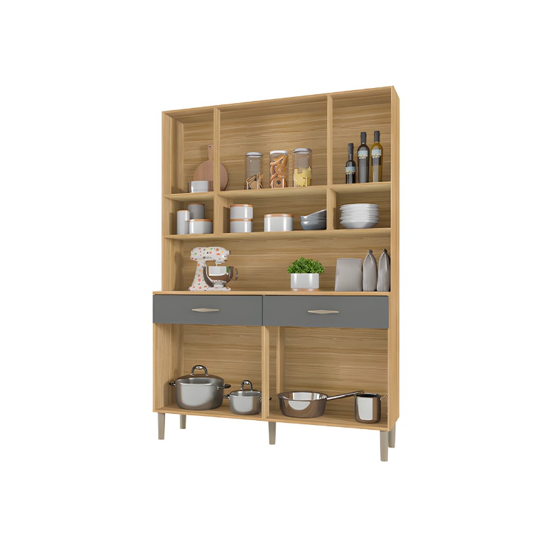 Kit Cozinha Compacta Kits Parana Golden 8 Portas 2 Gavetas Freijo/Gris-a55ad00d-662d-49ae-8b33-6be4a337b81b
