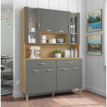 Kit Cozinha Compacta Kits Parana Golden 8 Portas 2 Gavetas Freijo/Gris