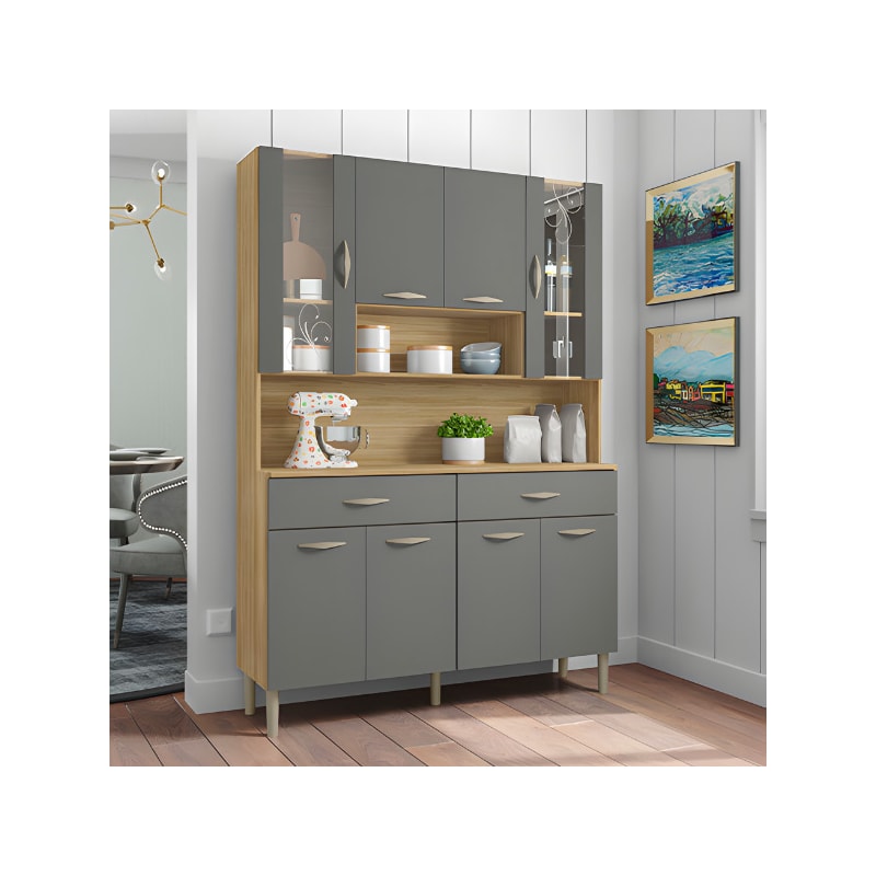 Kit Cozinha Compacta Kits Parana Golden 8 Portas 2 Gavetas Freijo/Gris-00a34106-abe4-40a9-bc15-29380db62521