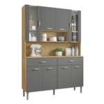 Kit Cozinha Compacta Kits Parana Golden 8 Portas 2 Gavetas Freijo/Gris