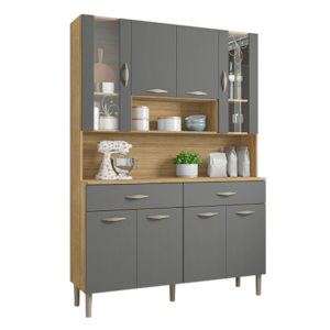 Kit Cozinha Compacta Kits Parana Golden 8 Portas 2 Gavetas Freijo/Gris